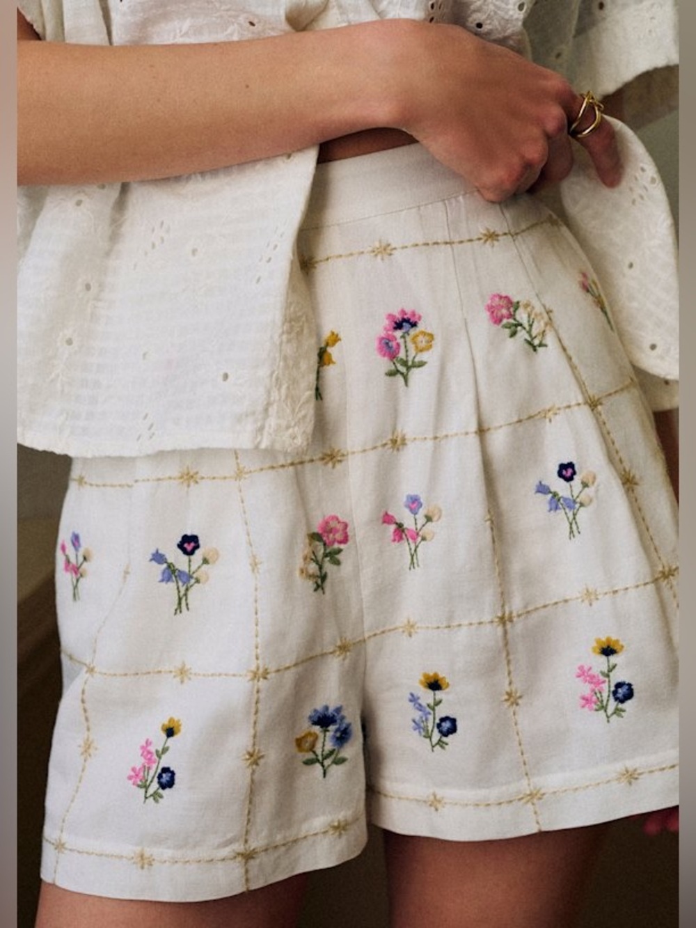 Sézane Nicolo Shorts in Herbarium Embroidery FR 36 / US 4